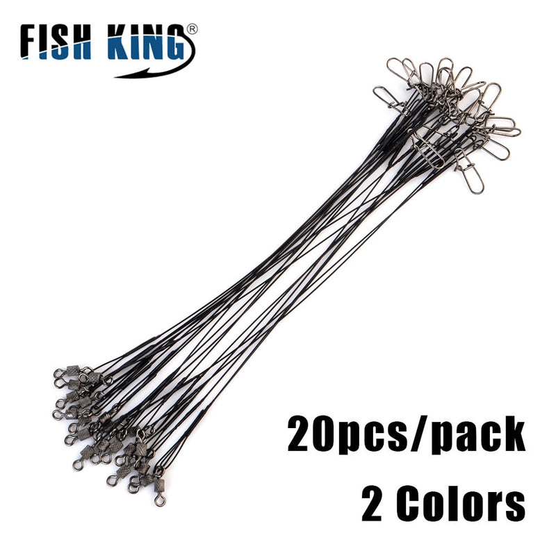 20pcs 16/20/25cm Anti-bite Steel Wire Leader Leashes For Fishing 50LB With Swivel Fishing Lure