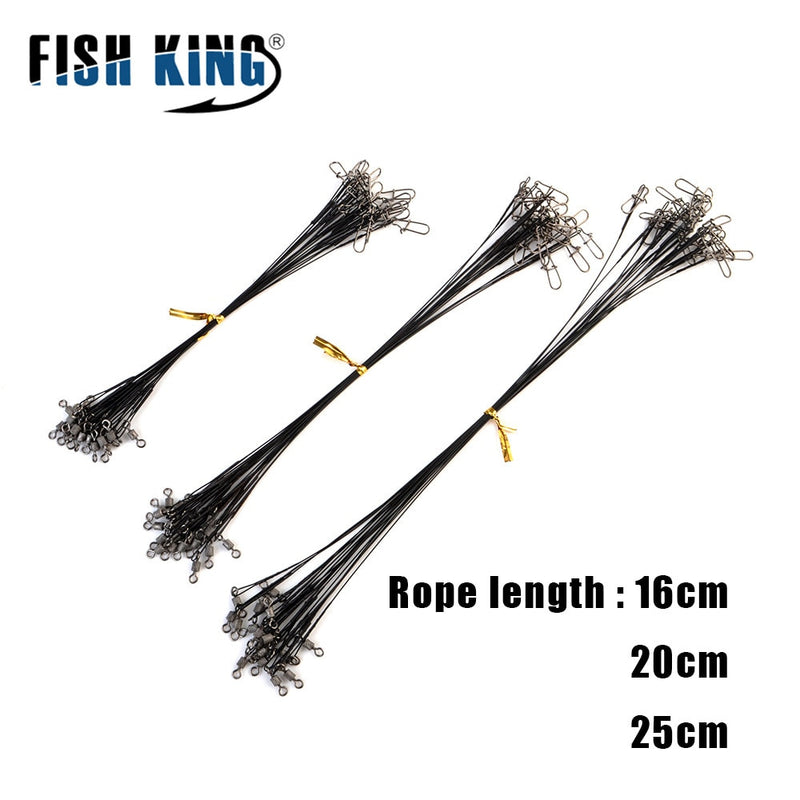 20pcs 16/20/25cm Anti-bite Steel Wire Leader Leashes For Fishing 50LB With Swivel Fishing Lure