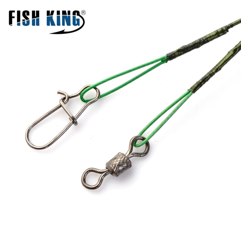 20pcs 16/20/25cm Anti-bite Steel Wire Leader Leashes For Fishing 50LB With Swivel Fishing Lure