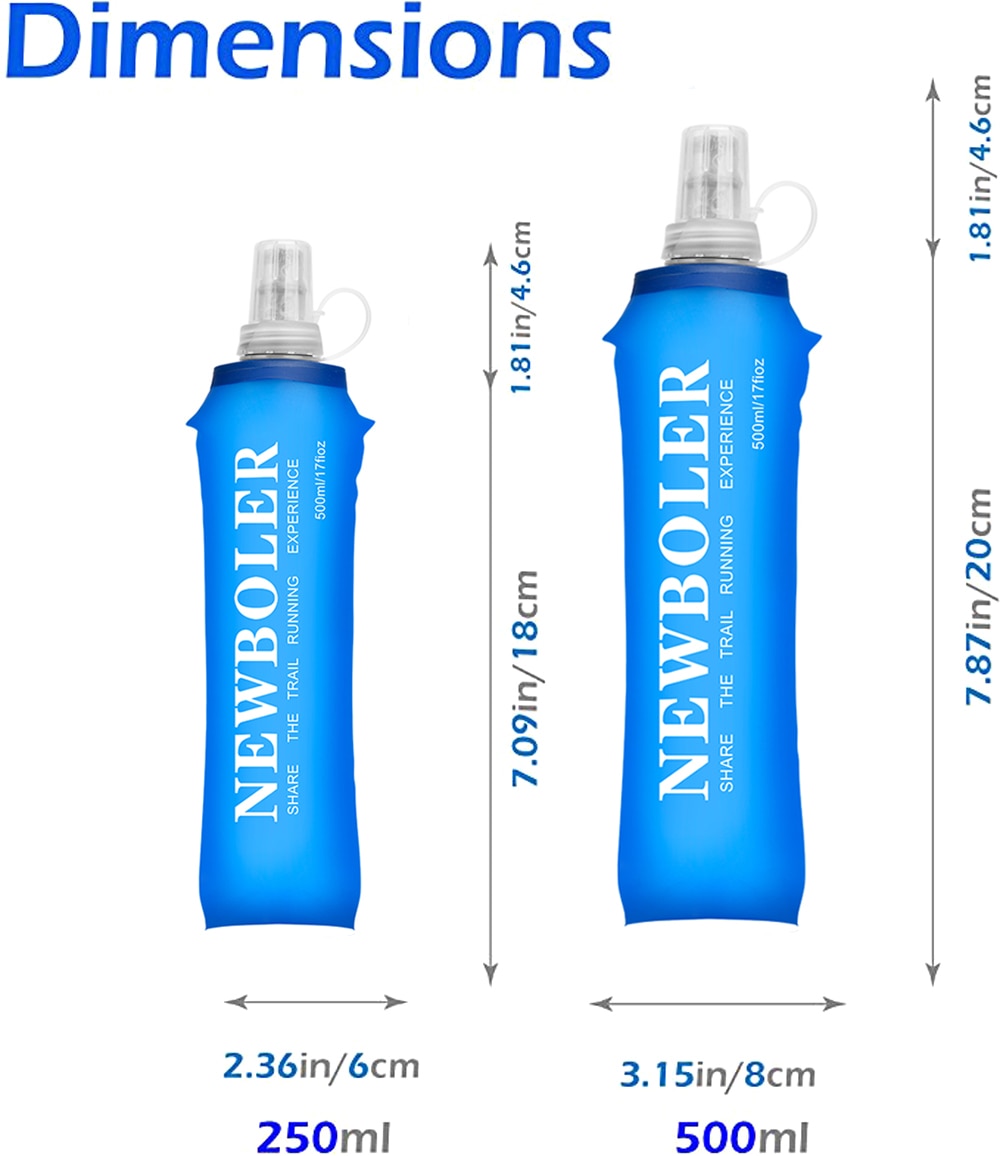 250ml 500ml Soft Flask Folding Collapsible Water Bottle TPU Free For Running Hydration Pack