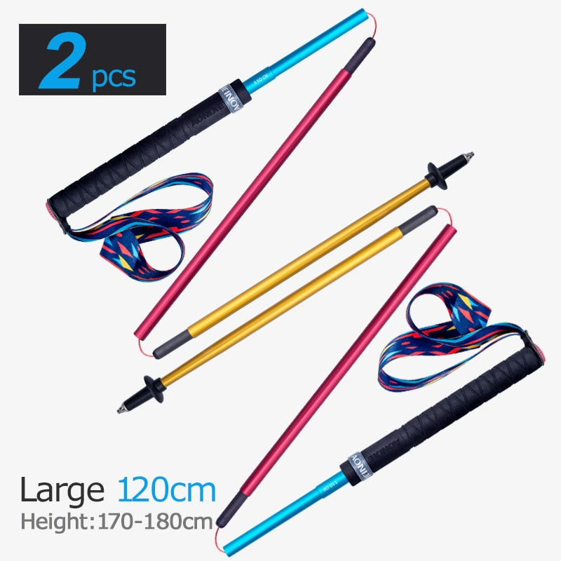 2PCS Lightweight Folding Collapsible Quick Lock Trekking Pole Hiking Pole