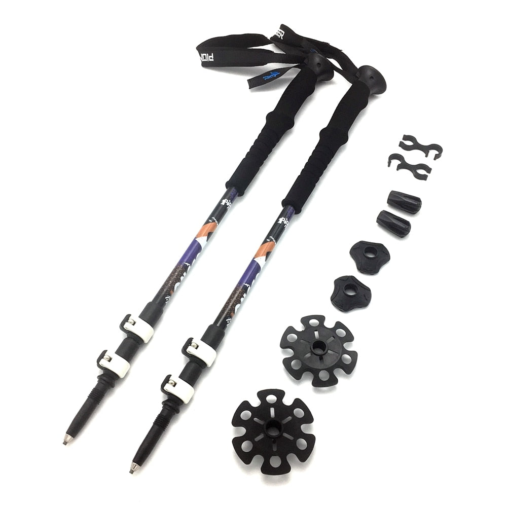 2pcs/lot 240g/pcs Trek Pole Nordic Walking Poles Telescopic Alpenstock Aluminum Alloy Shooting