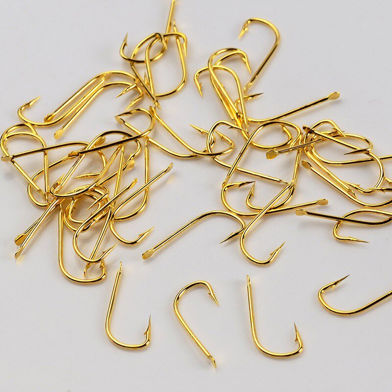 50pcs High Carbon Steel Golden Barbed Fish Hook Stingless hook Fishing Accessories tool Non-barb Hook Barbed fishhook for lake