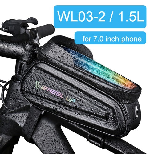 7.0 inch Touch Screen Phone Case Bag Bike Bicycle Front Top Tube Bag Waterproof Cycling Phone Mount For MTB Frame Handlebar Bag