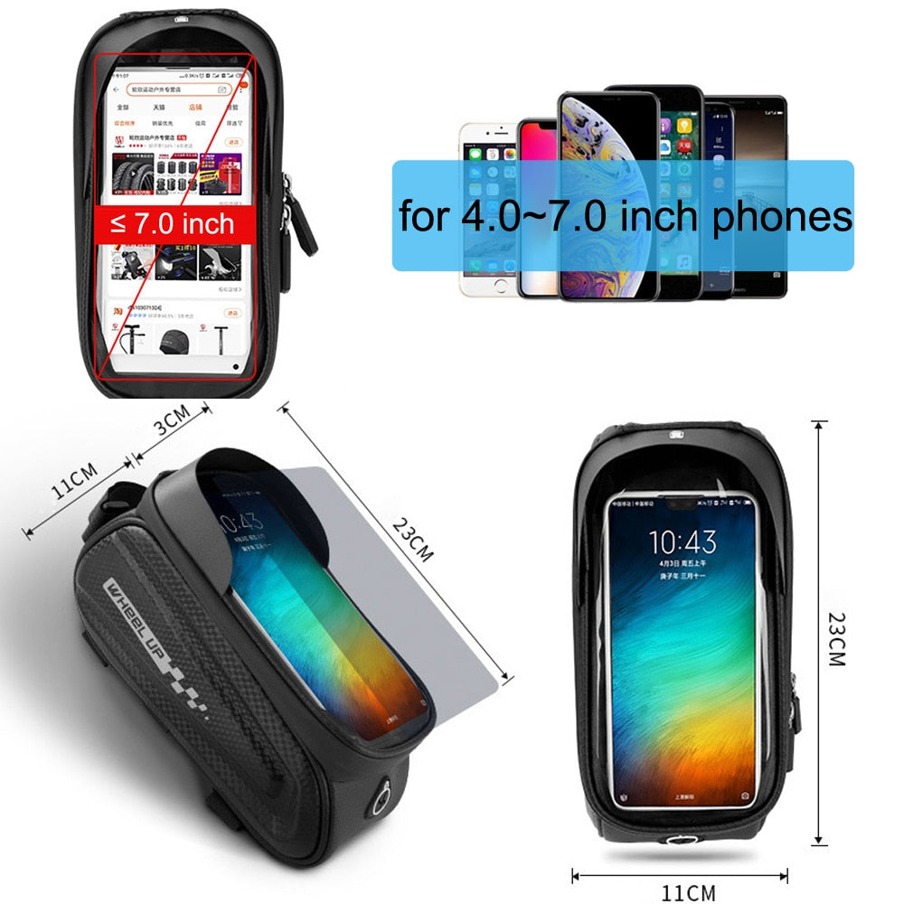 7.0 inch Touch Screen Phone Case Bag Bike Bicycle Front Top Tube Bag Waterproof Cycling Phone Mount For MTB Frame Handlebar Bag