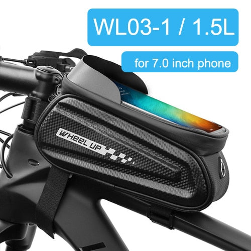 7.0 inch Touch Screen Phone Case Bag Bike Bicycle Front Top Tube Bag Waterproof Cycling Phone Mount For MTB Frame Handlebar Bag