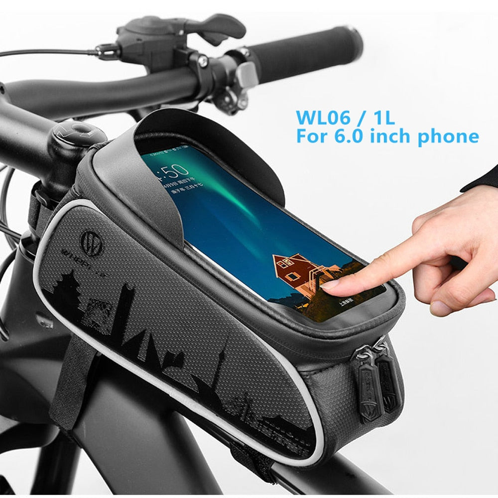 7.0 inch Touch Screen Phone Case Bag Bike Bicycle Front Top Tube Bag Waterproof Cycling Phone Mount For MTB Frame Handlebar Bag