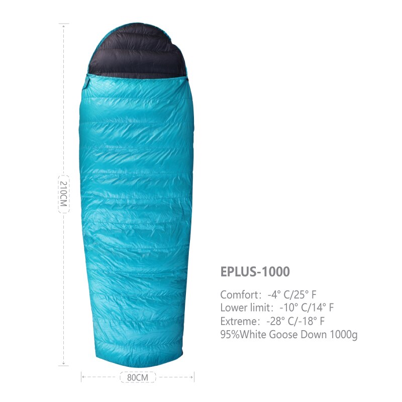 EPLUS 1000 Sleeping Bag Camping Outdoor Hiking Ultralight Baffle Design Mummy Sleeping Bag