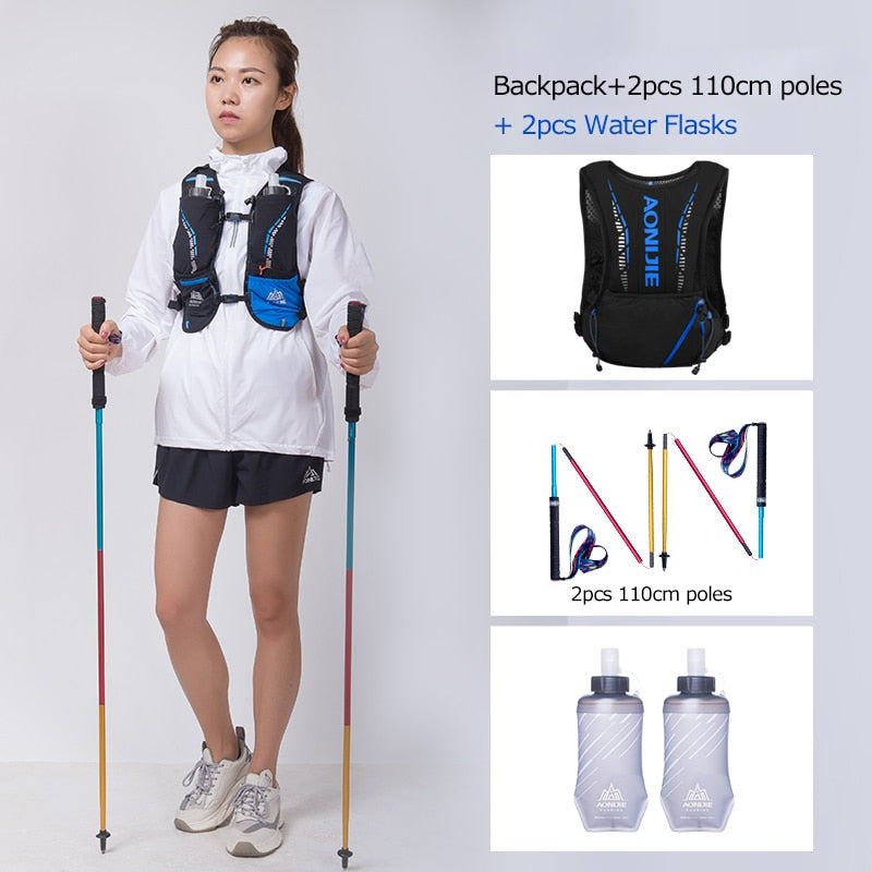 Black Ultra Vest 5L Hydration Backpack Pack Bag Soft Water Bladder Flask Hiking Trail Running