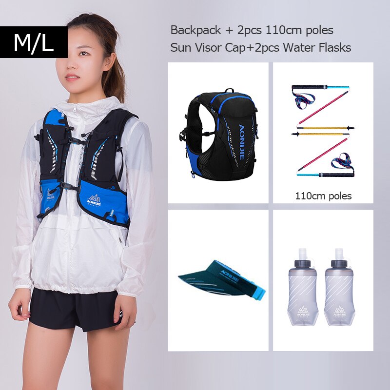 Black Ultra Vest 18L Hydration Backpack Pack Bag Soft Water Bottle Flask For Trail Marathon Race