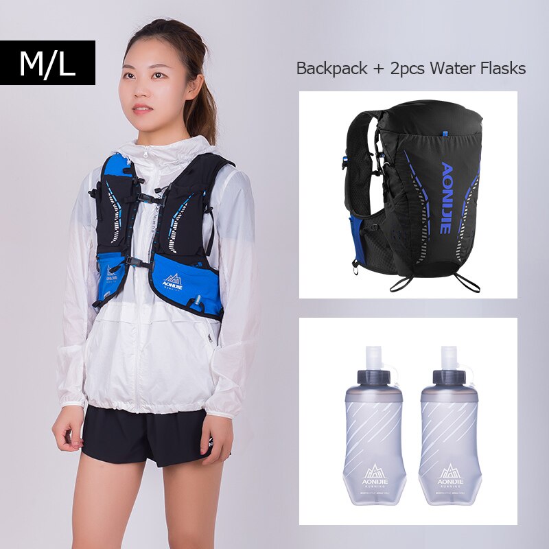 Black Ultra Vest 18L Hydration Backpack Pack Bag Soft Water Bottle Flask For Trail Marathon Race