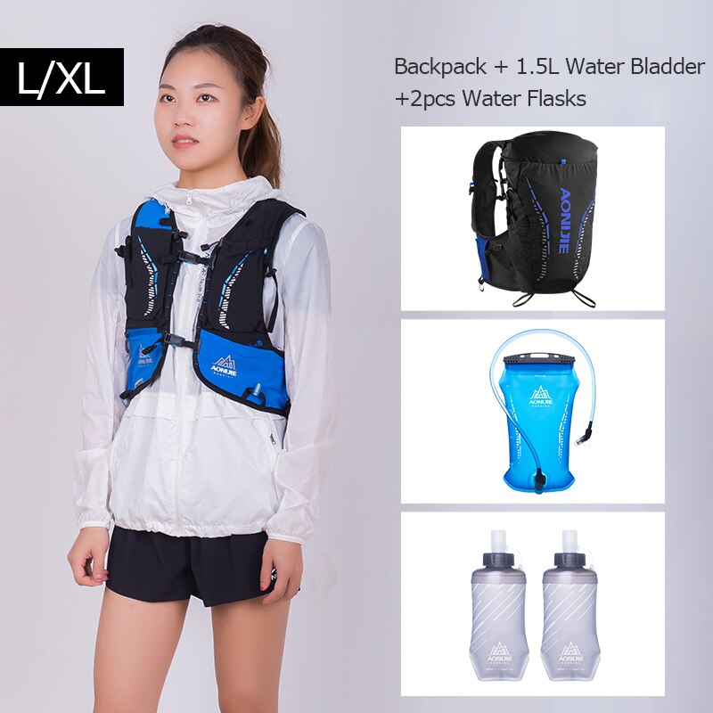 Black Ultra Vest 18L Hydration Backpack Pack Bag Soft Water Bottle Flask For Trail Marathon Race