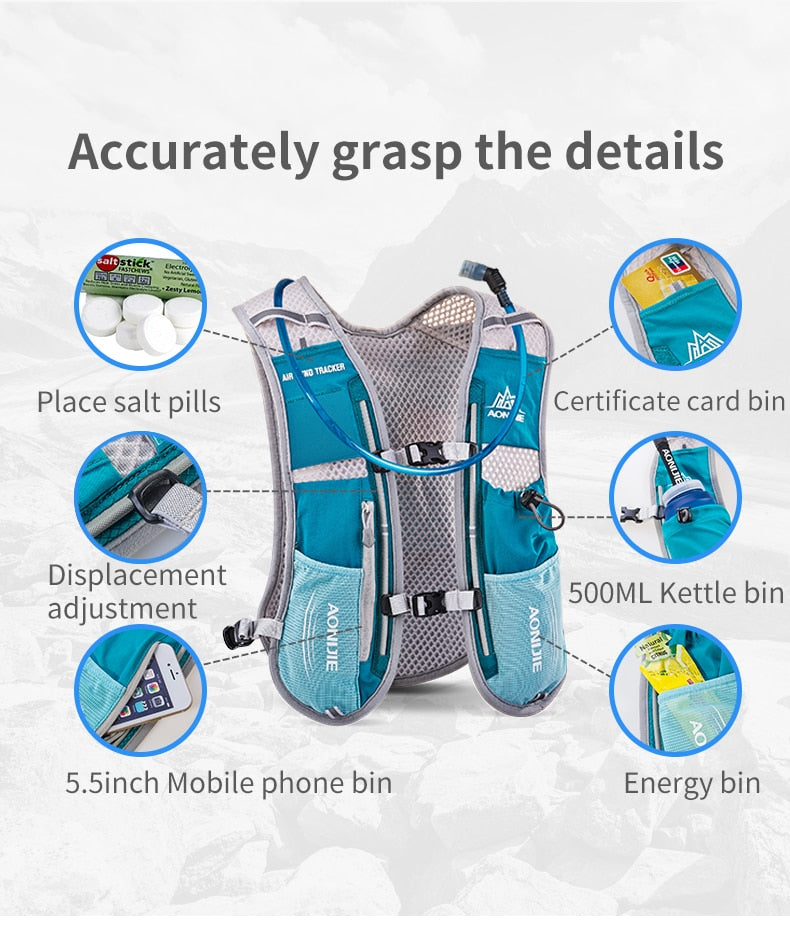 5L Hydration Backpack Rucksack Bag Vest Harness For 1.5L Water Bladder Hiking Camping Running