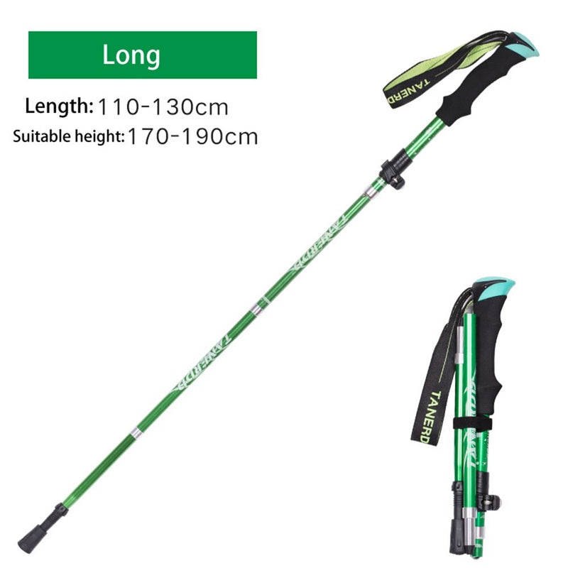 Anti Shock Walking Stick Hiking Trekking Trail Ultralight 4-section Adjustable Canes Aluminum