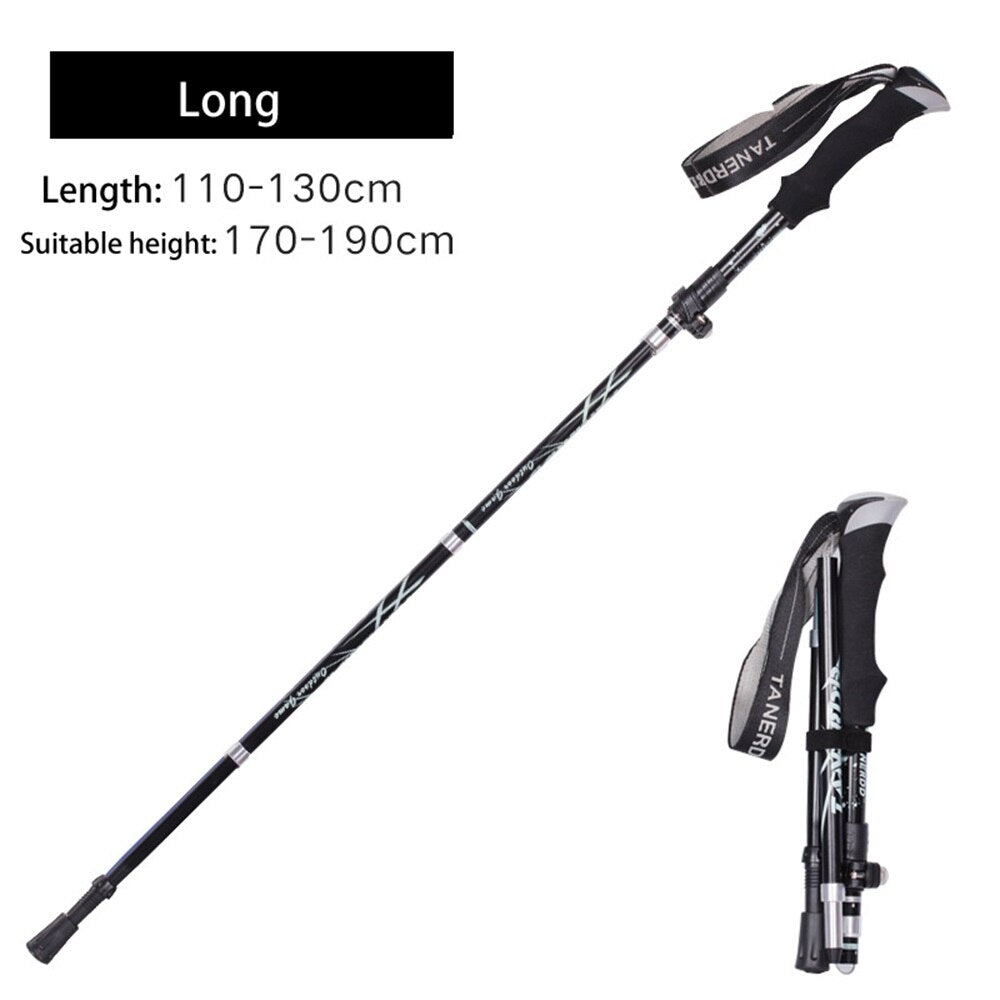 Anti Shock Walking Stick Hiking Trekking Trail Ultralight 4-section Adjustable Canes Aluminum