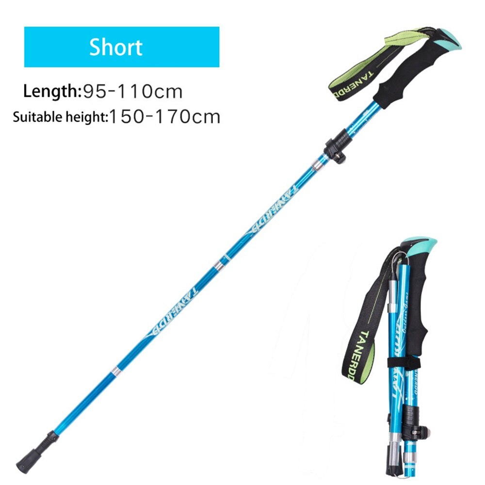 Anti Shock Walking Stick Hiking Trekking Trail Ultralight 4-section Adjustable Canes Aluminum