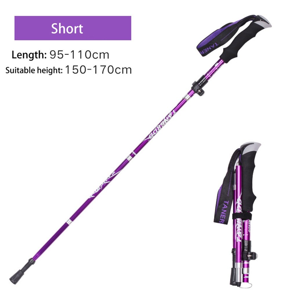 Anti Shock Walking Stick Hiking Trekking Trail Ultralight 4-section Adjustable Canes Aluminum