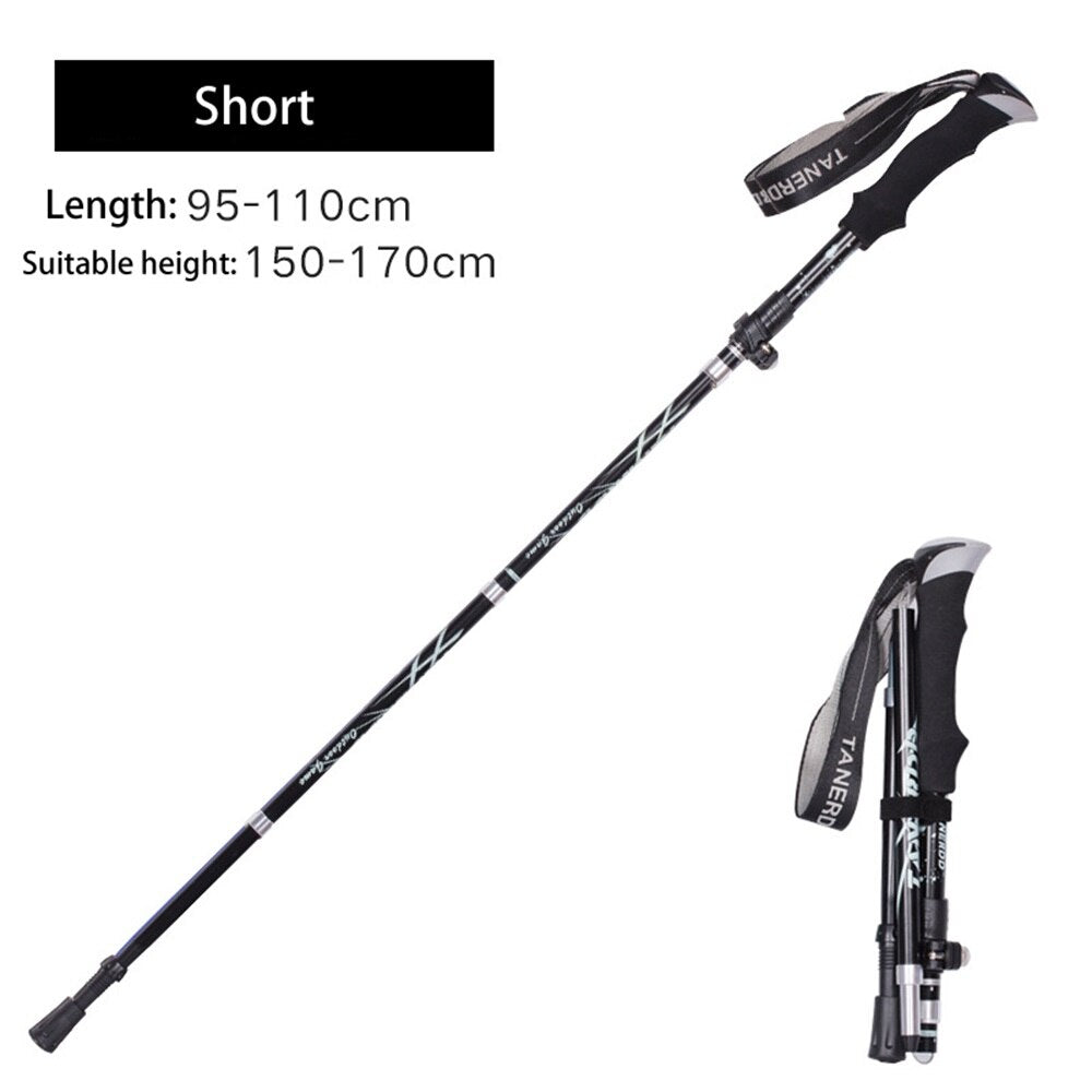 Anti Shock Walking Stick Hiking Trekking Trail Ultralight 4-section Adjustable Canes Aluminum