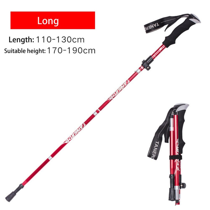 Anti Shock Walking Stick Hiking Trekking Trail Ultralight 4-section Adjustable Canes Aluminum