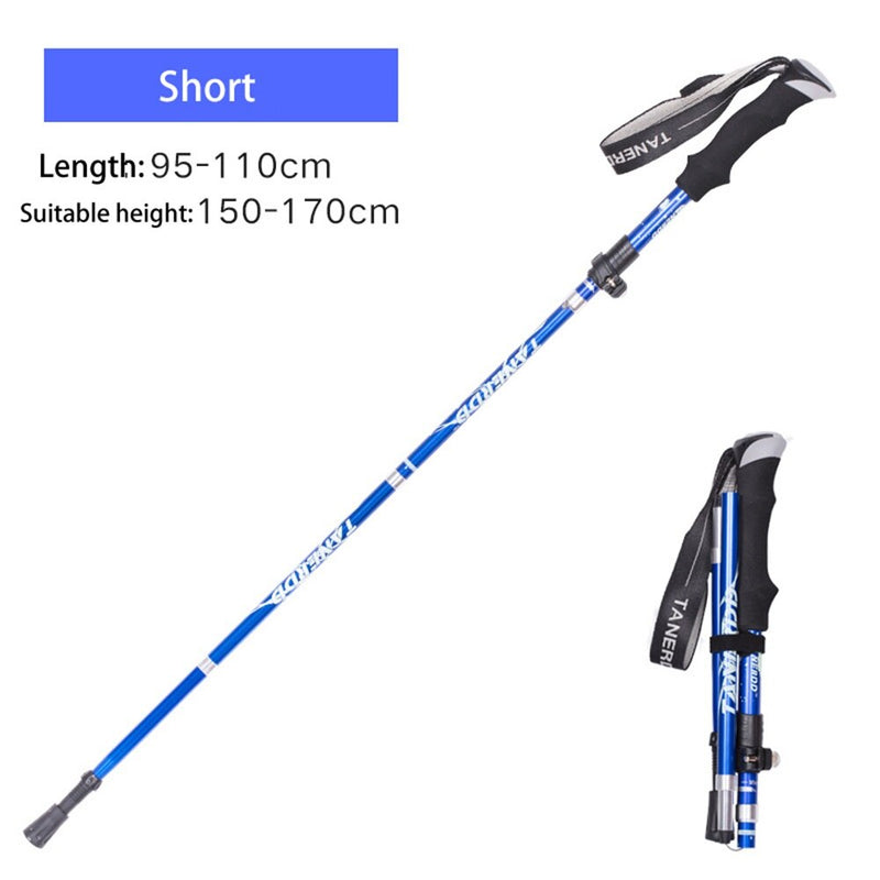 Anti Shock Walking Stick Hiking Trekking Trail Ultralight 4-section Adjustable Canes Aluminum