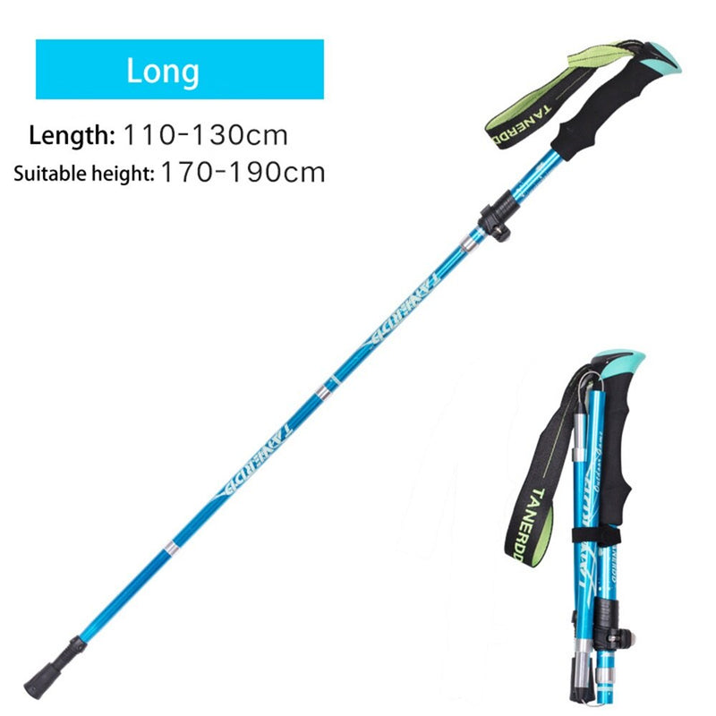 Anti Shock Walking Stick Hiking Trekking Trail Ultralight 4-section Adjustable Canes Aluminum