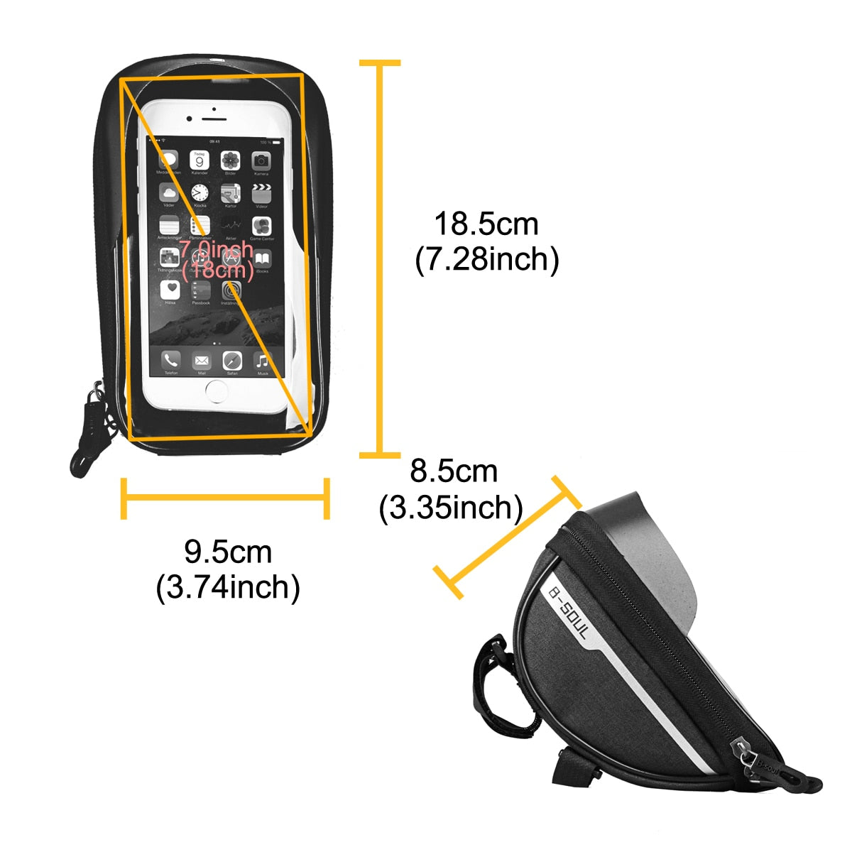 B-SOUL Cycling Bicycle Bike Head Tube Handlebar Cell Mobile Phone Bag Case Holder Screen Phone Mount