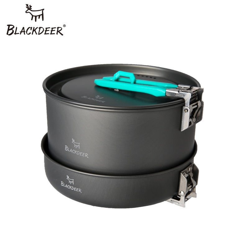 BLACKDEER Outdoor Camping Tableware Set Backpacking Picnic 2 Pot 1 Frypan 1 Kettle Alumina