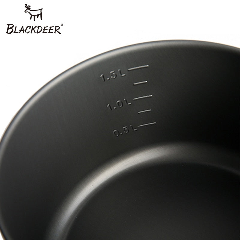 BLACKDEER Outdoor Camping Tableware Set Backpacking Picnic 2 Pot 1 Frypan 1 Kettle Alumina