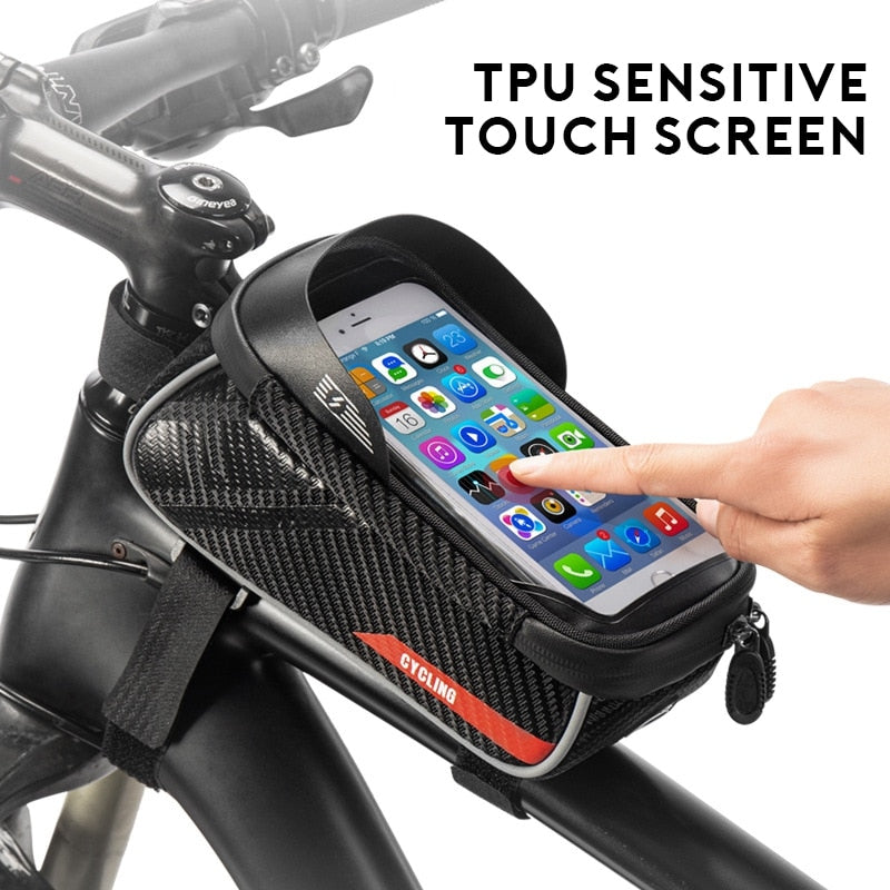 Bicycle Bag Frame Front Top Tube Rainproof Bike Bags 6.0in Phone Case Waterproof Touchscreen Bicycle Bag MTB Cycling Accessories