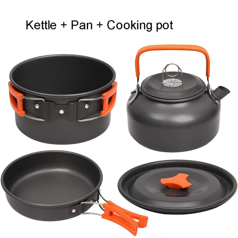 Camping Cookware Kit Outdoor Aluminum Cooking Set Water Kettle Pan Pot Travelling Hiking Picnic