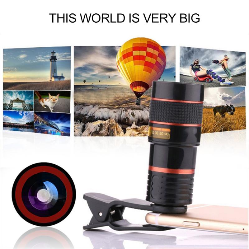 Clip-on 12x Optical Zoom Universal Telescope Camera Lens for Phone Lens Accessories