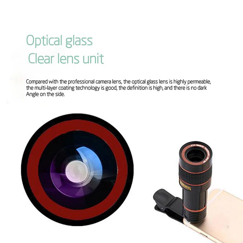 Clip-on 12x Optical Zoom Universal Telescope Camera Lens for Phone Lens Accessories