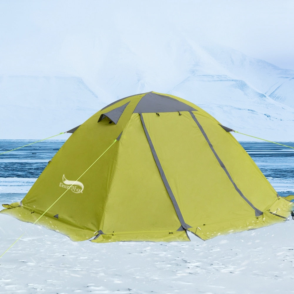 Winter Tent with Snow Skirt 2 Person Aluminum Pole Tent Lightweight Backpacking Tent