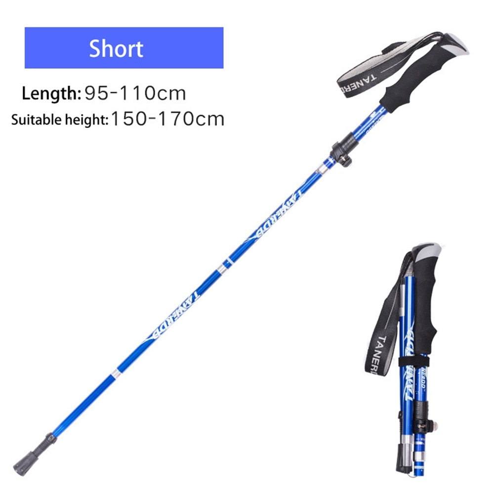 EVA Handle 4-Section Folding Walking Sticks Canes  Hiking Poles Trekking Poles Alpenstock 1PC