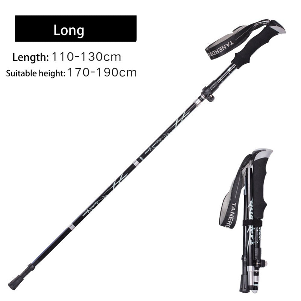 EVA Handle 4-Section Folding Walking Sticks Canes  Hiking Poles Trekking Poles Alpenstock 1PC