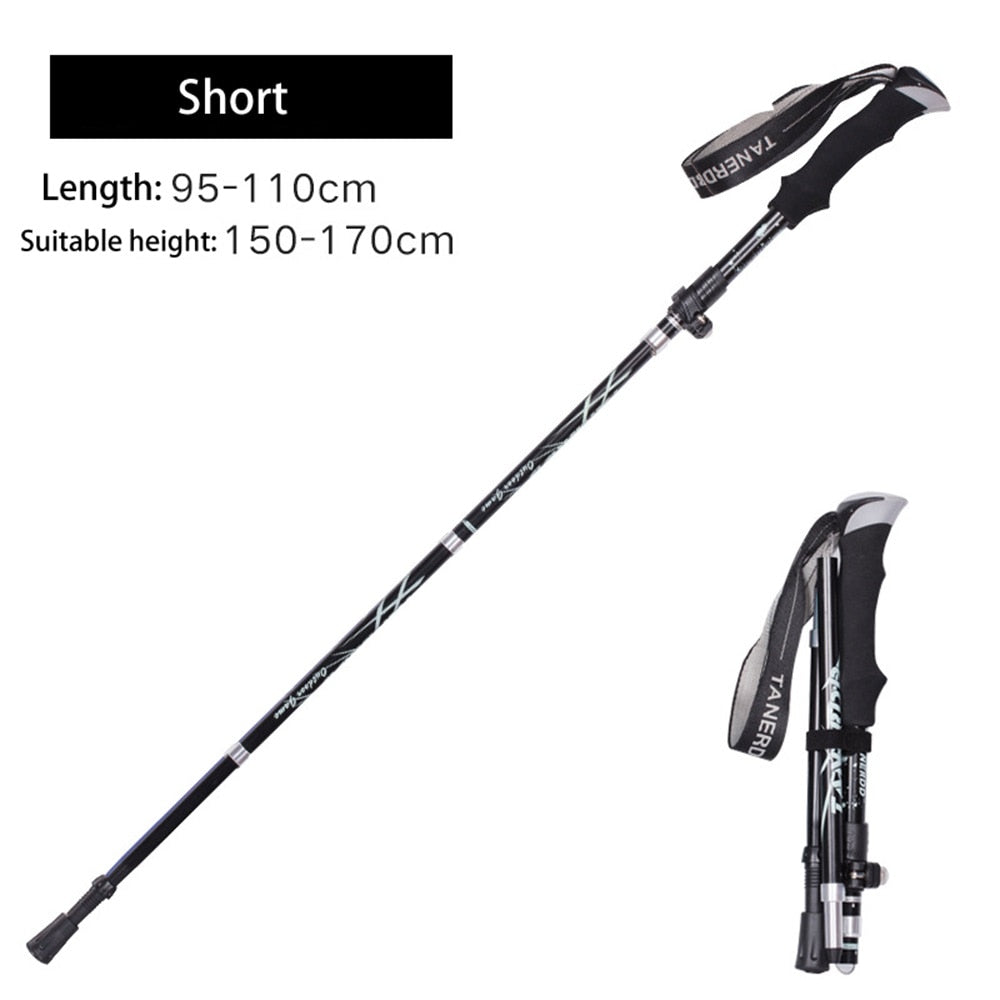 EVA Handle 4-Section Folding Walking Sticks Canes  Hiking Poles Trekking Poles Alpenstock 1PC