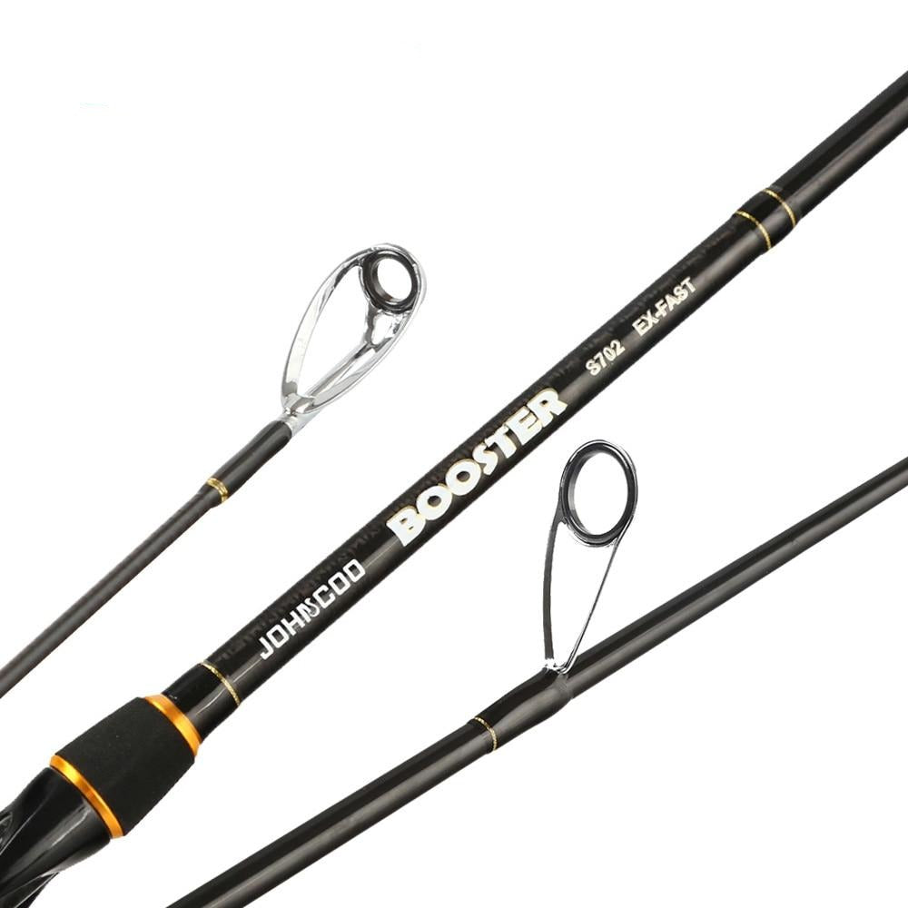 Ex-Fast Fishing Rod 2.1m 2.4m Carbon Rod ML/M 2 Tips 5-28g Spinning Rod Casting Light Jigging Rod 2 Sections Johncoo booster