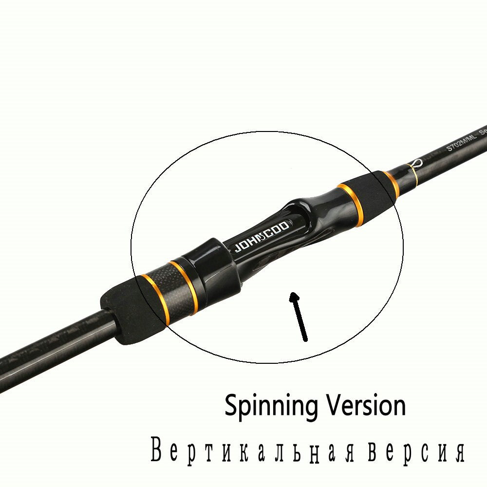 Ex-Fast Fishing Rod 2.1m 2.4m Carbon Rod ML/M 2 Tips 5-28g Spinning Rod Casting Light Jigging Rod 2 Sections Johncoo booster