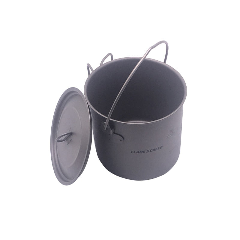 FLAME'S CREED 1100ml 1950ml Ultralight Outdoor Camping Titanium Pot & pan Cooking Pot fry pan