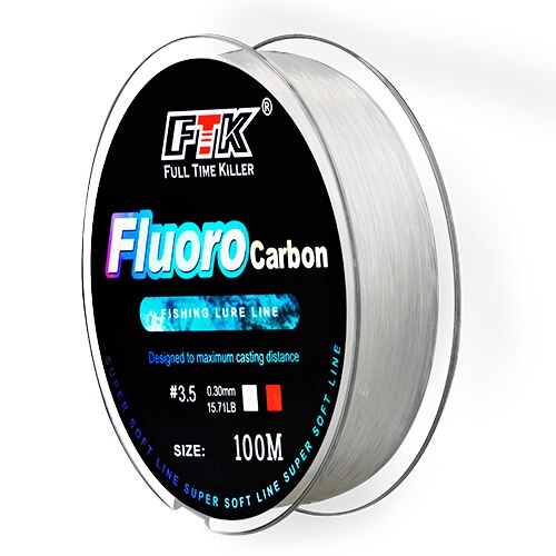 FTK 100m Fluorocarbon Fishing Lure Line 4.13-34.32LB Carbon Fiber Leader Fly Fishing Line Super Soft