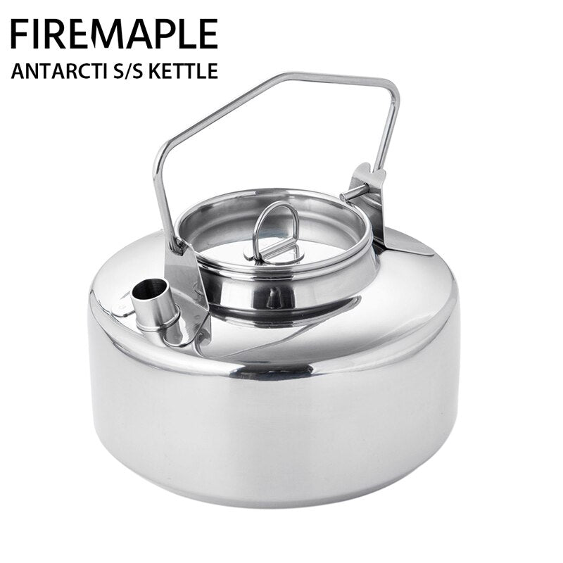 Antarcti Stainless Steel Backpacking Kettle Bushcraft Gear Outdoor Durable Teapot S304 1L 295g