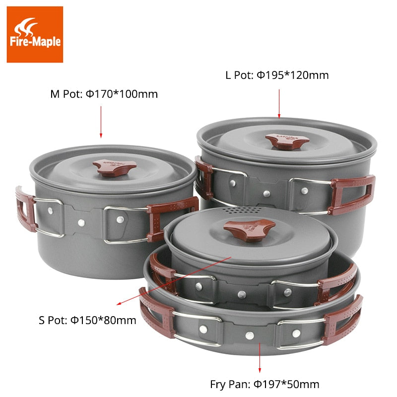 Cookware Set 4-5 Persons Pot Sets Aluminium Camp Cookware Outdoor Cutlery Set Be Cocina FMC-206