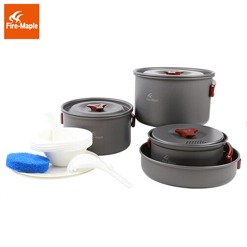 Cookware Set 4-5 Persons Pot Sets Aluminium Camp Cookware Outdoor Cutlery Set Be Cocina FMC-206