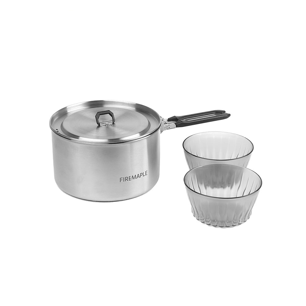 Antarcti Stainless Steel Pot Outdoor Camp Cooking Set 0.8L-1.5L Compact Foldable Pots