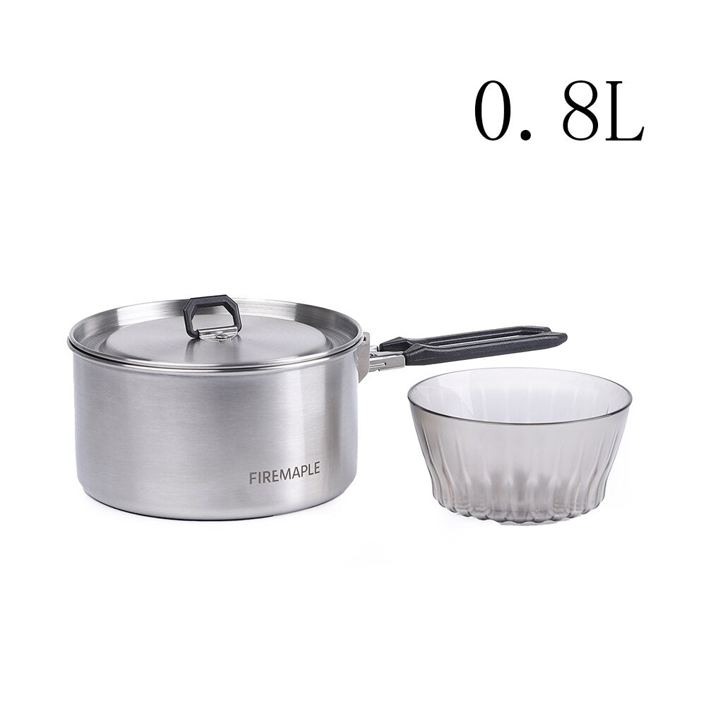 Antarcti Stainless Steel Pot Outdoor Camp Cooking Set 0.8L-1.5L Compact Foldable Pots