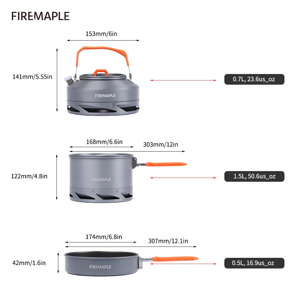 Cookware Set Hiking FEAST Heat-exchanger Aluminium Pot Outdoor Foldable Pots Tableware Dishes