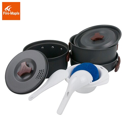 Outdoor Kitchen Cutlery Cookware Camp Cooking Cookware Picnic 2-3 Persons Set Gray FMC-202