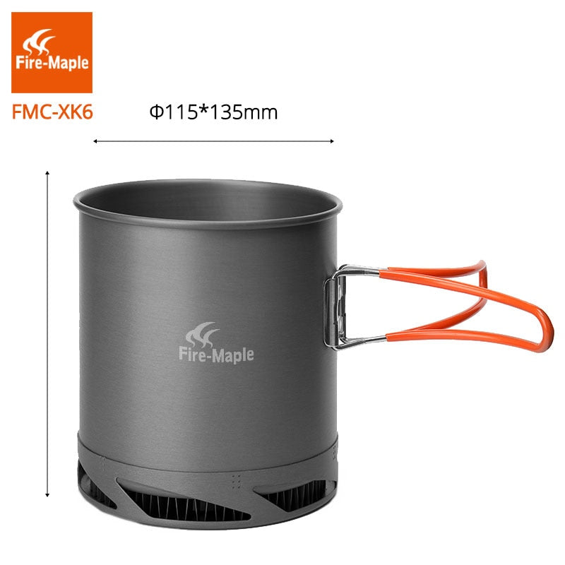 Fire Maple FMC-XK6  Heat Exchanger Pot 1L Foldable Cooking Pots with Mesh Bag Outdoor Camping