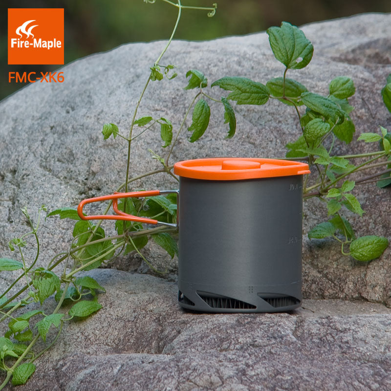 Fire Maple FMC-XK6  Heat Exchanger Pot 1L Foldable Cooking Pots with Mesh Bag Outdoor Camping