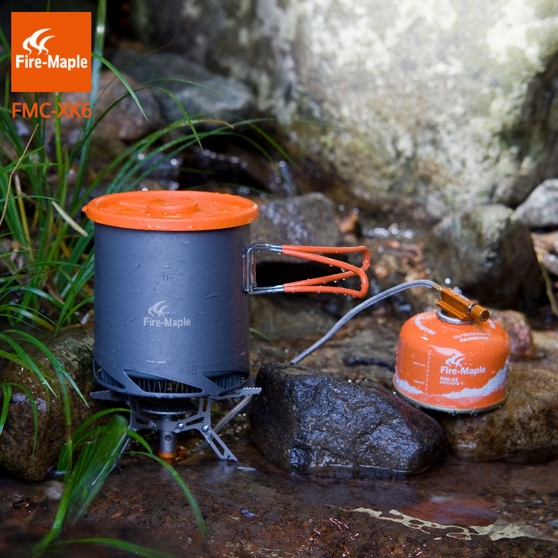 Fire Maple FMC-XK6  Heat Exchanger Pot 1L Foldable Cooking Pots with Mesh Bag Outdoor Camping